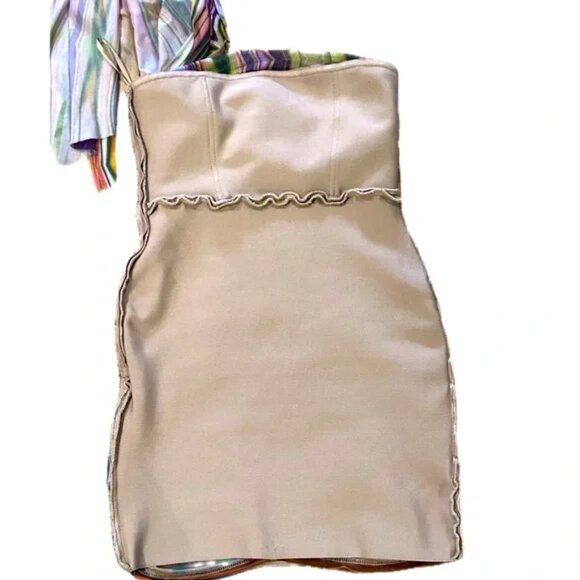 🌟 ELLIATT Nala Psychedelic print Mesh Strapless Ruched Cocktail mini Dress XS - Picture 7 of 8